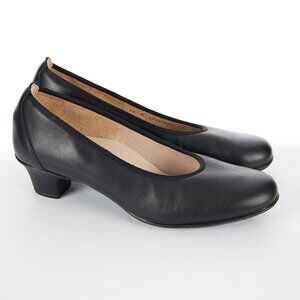 SAS Black Leather Milano Slip On Pumps Heels Women's Size 10M